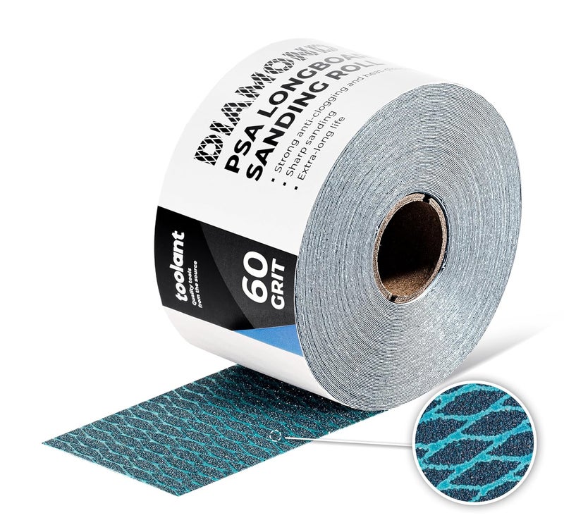 toolant Diamond Shape 60 Grit Sandpaper Roll, 2-3/4" Wide 10 Yard Longboard Self Adhesive PSA Stickyback Sand Paper for Woodworking, Metal, Plastic, Automotive, Sanding Blocks - Image 1